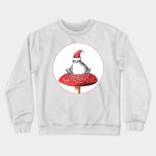 Christmas Frog on Mushroom Crewneck Sweatshirt